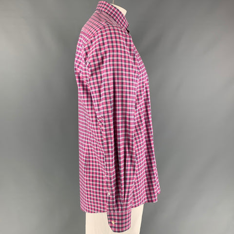 ETON Taille XL Chemise à manches longues boutonnée en coton vichy rose