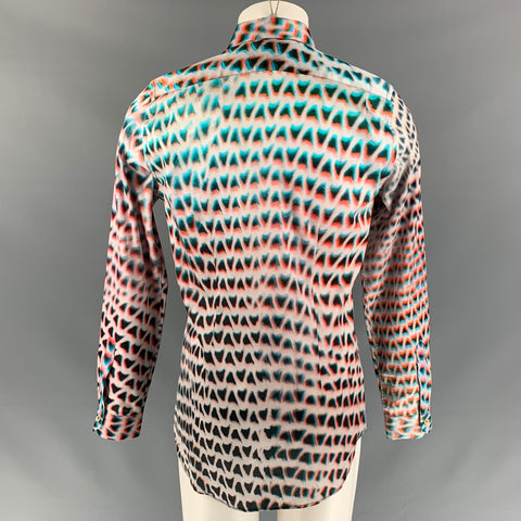 PAUL SMITH Size S Blue & Orange Print Cotton Button Up Long Sleeve Shirt