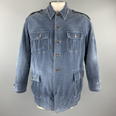 GUCCI Washed Navy Washed Corduroy Embroidered Cat ANIMALIUM Jacket