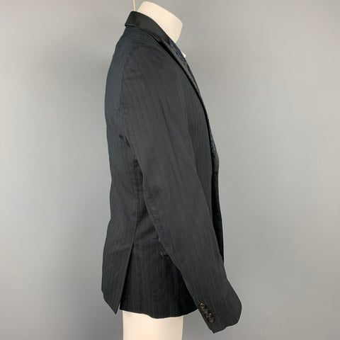 JUST CAVALLI Size 42 Black Stripe Peak Lapel Sport Coat