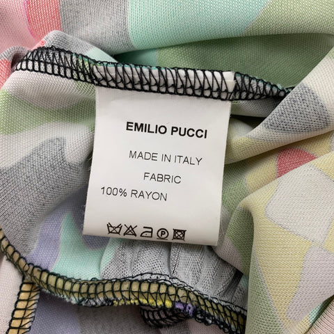 EMILIO PUCCI Taille 6 Haut de robe abstrait en rayonne multicolore à manches longues