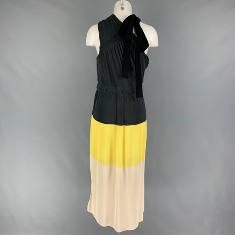 DEREK LAM Size 8 Multi-Color Polyester Pleated One Shoulder Dress