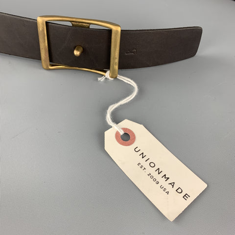 KIKA NY 32 Dark Brown Leather Brass Button Stud Buckle CONWAY Belt