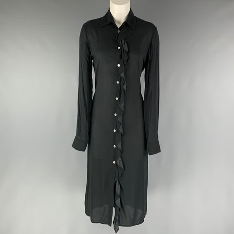 SIMONETTA RAVIZZA Size M Black Viscose Solid Ruffle Dress