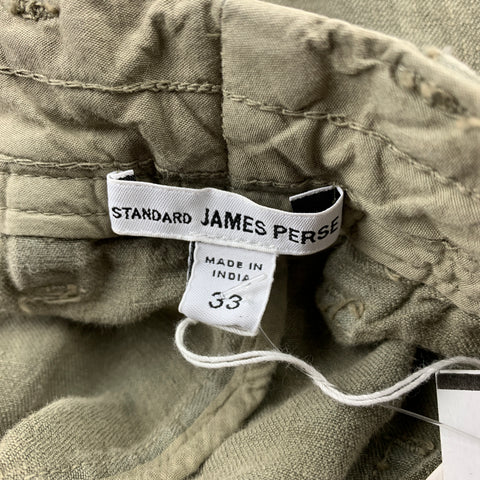 JAMES PERSE Size 33 Olive Linen Button Fly Casual Pants