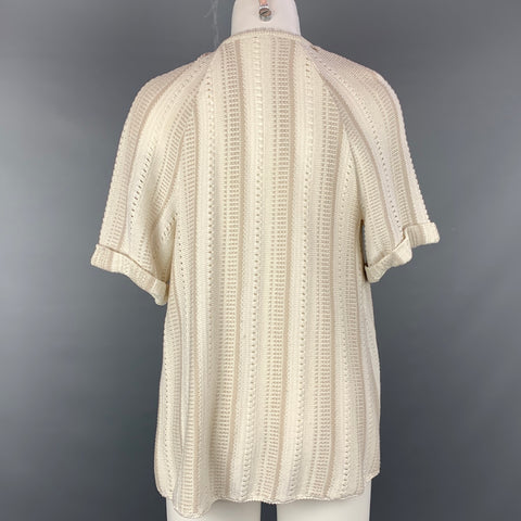 ELIE TAHARI Size XS Beige & Silver Cotton Blend Cardigan