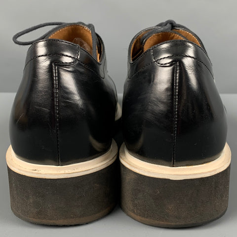 3.1 PHILLIP LIM Size 10 Black White Leather Platform Lace Up Shoes