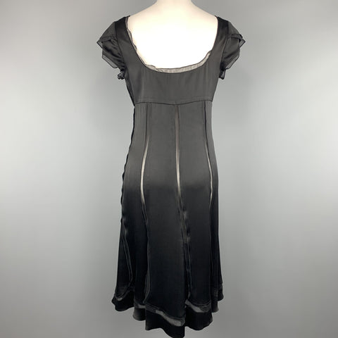 ALBERTA FERRETTI Taille 6 Robe de cocktail à panneau transparent en soie noire