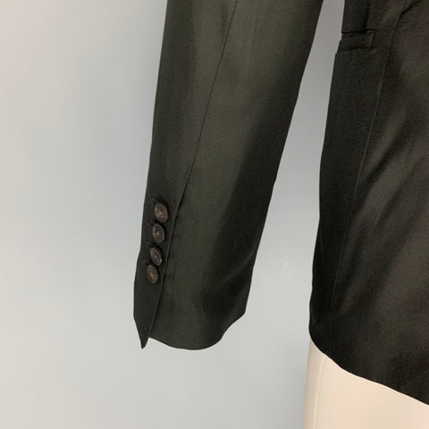 JULIUS_7 Size 38 Black Silk Notch Lapel Sport Coat
