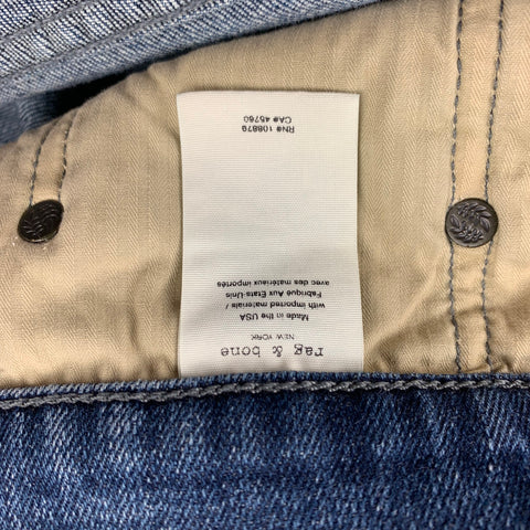 RAG & BONE Size 32 Indigo Washed Denim Slim Button Fly Jeans