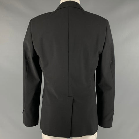 LES HOMMES Size 40 Black Red Polyester Wool Sport Coat