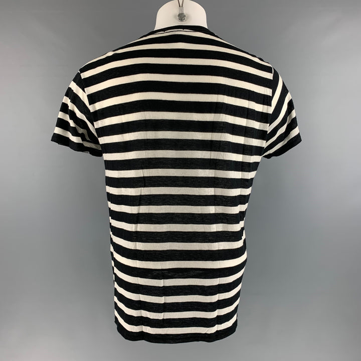 R13 Size S Black White Stripe Cotton / Cashmere Short Sleeve T-shirt