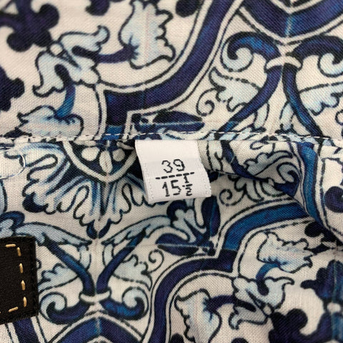 GABRIELE PASINI Size M Blue White Cotton Long Sleeve Shirt