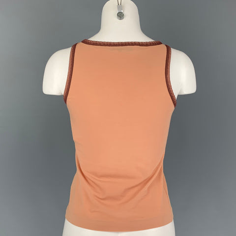 JIL SANDER Talla M Camiseta sin mangas con ribete en contraste de algodón naranja