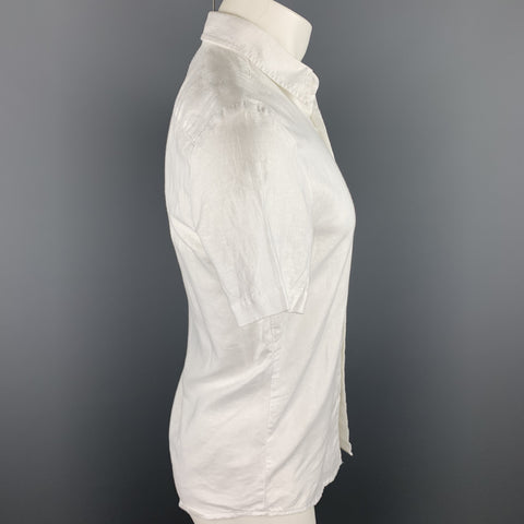 MR. TURK Size XS White Linen / Cotton Button Up Short Sleeve Shirt