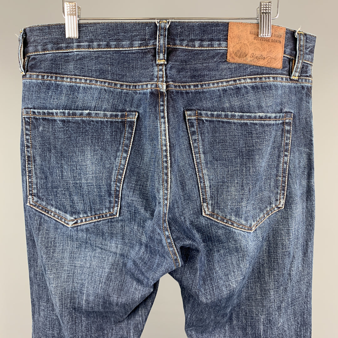 C.O.F. STUDIO Size 32 x 32 Indigo Washed Selvedge Denim Button Fly Jeans