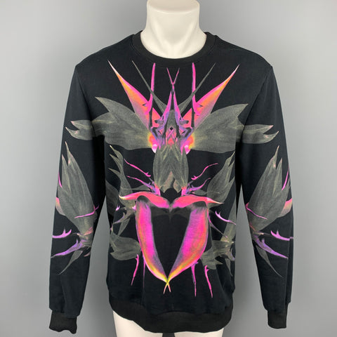 GIVENCHY S/S 2012 Talla M Sudadera de algodón con cuello redondo y estampado negro