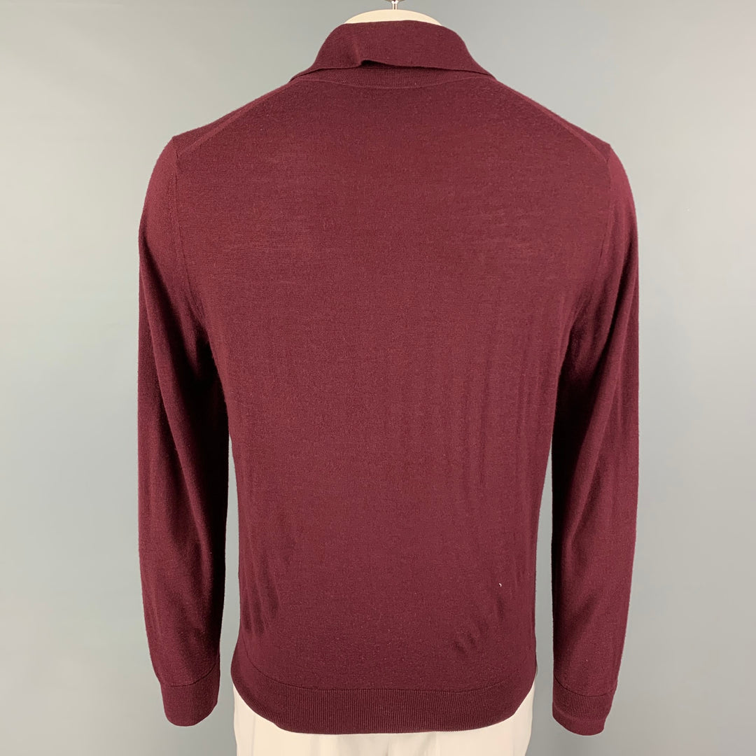 PAUL SMITH Polo de manga larga de lana merino burdeos talla L