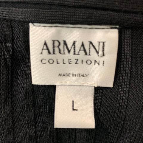 ARMANI COLLEZIONI Size L Black Ribbed Viscose Collar Pullover