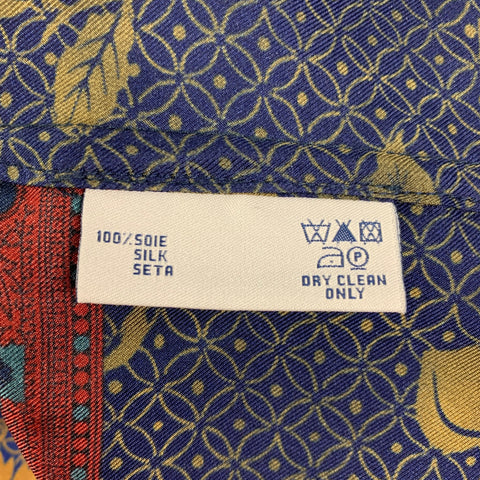 PIERRE-LOUIS MASCIA Taille XL Chemise à manches courtes Camp en soie marine et bordeaux