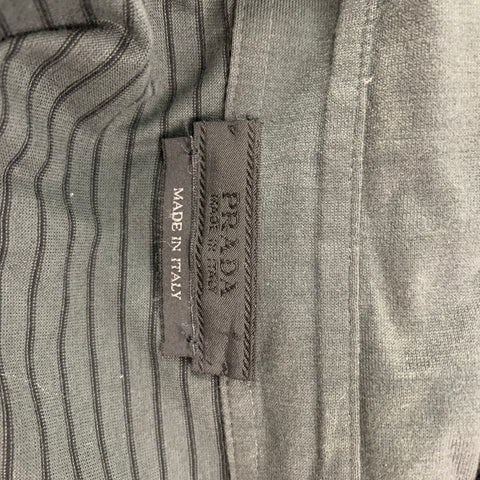 PRADA Size L Grey Black Stripe Cotton Buttoned Polo