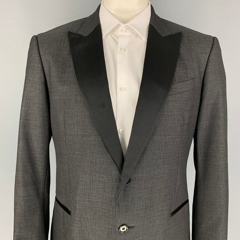 JOHN VARVATOS Size 46 Regular Dark Gray Wool / Silk Sport Coat