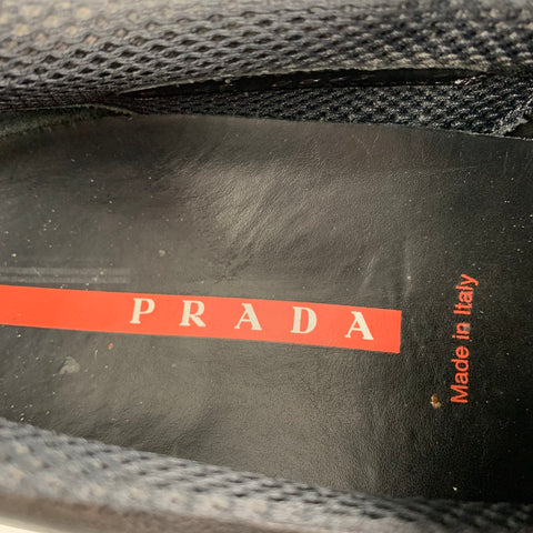 PRADA Size 9.5 Black Leather Slip On Loafers
