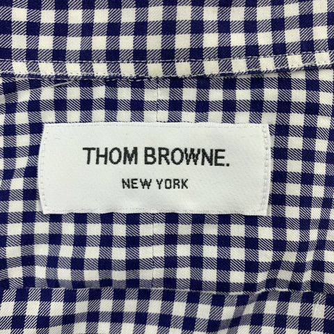 THOM BROWNE Size S / 1 White & Blue Gingham Cotton Long Sleeve Shirt