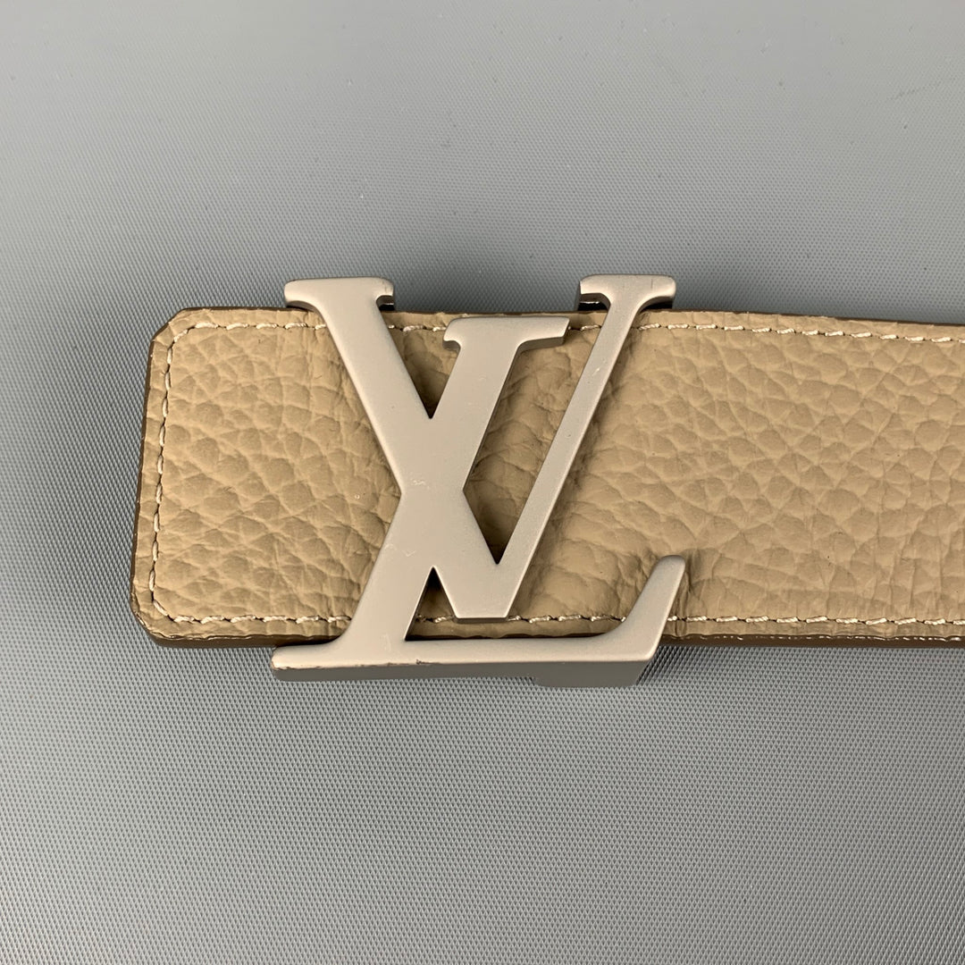 LOUIS VUITTON Size 34 Taupe Textured Leather Belt – Sui  display picture 3