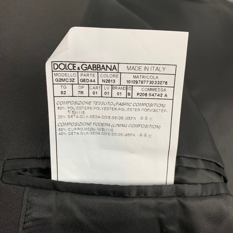 DOLCE &amp; GABBANA Talla 42 Abrigo deportivo regular con cuello chal de seda y poliéster con lentejuelas plateadas y negras