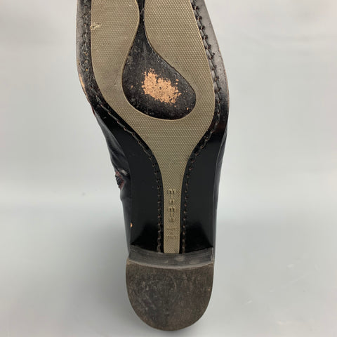 MIU MIU Size 10 Black & Burgundy Two Toned Leather Square Toe Boots