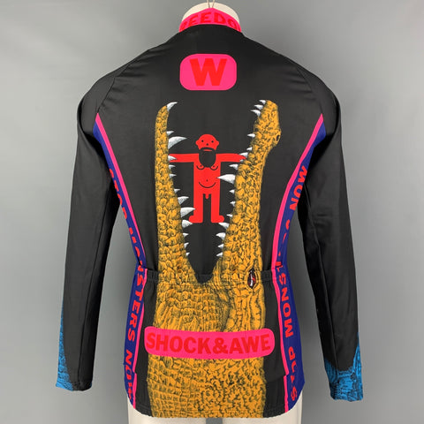 WALTER VAN BEIRENDONCK FW21 Size L Black Graphic Nylon Jersey Bike Top