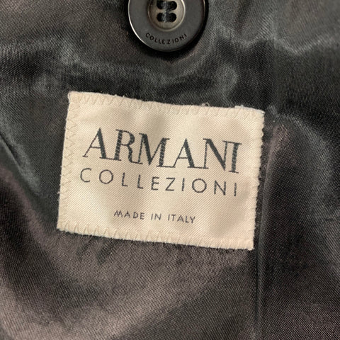 ARMANI COLLEZIONI Taille 42 Manteau en coton et laine à tête de clou gris noir