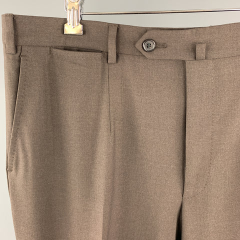 ISAIA Size 38 Brown Wool Zip Fly Tab Dress Pants