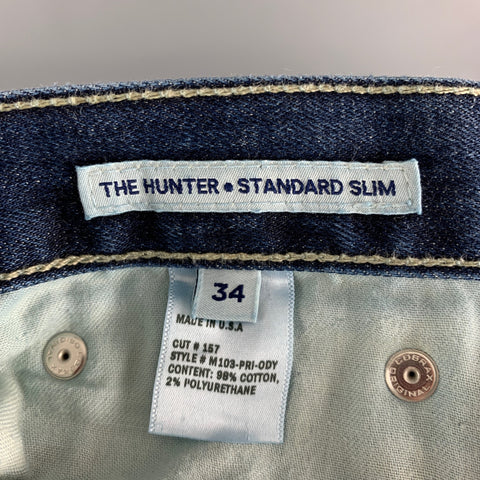 DENIM Size 34 Blue Distressed Cotton / Polyurethane Jeans