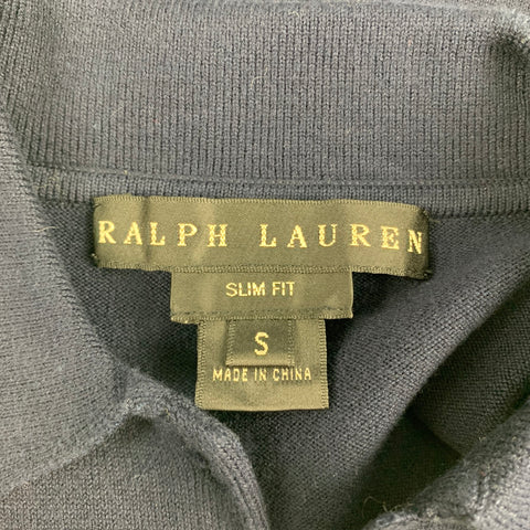 RALPH LAUREN Size S Navy Cotton Blend Polo Shirt