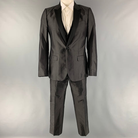 DOLCE & GABBANA Martini Size 40 Black White Polka Dot Silk Polyester 36 Tuxedo