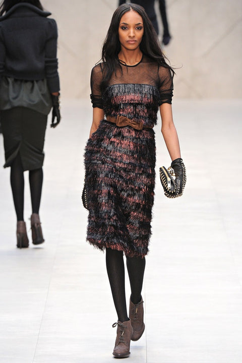 BURBERRY PRORSUM F/W 12 Taille 10 Robe de cils illusion en nylon noir et rose / polyester Tinsel