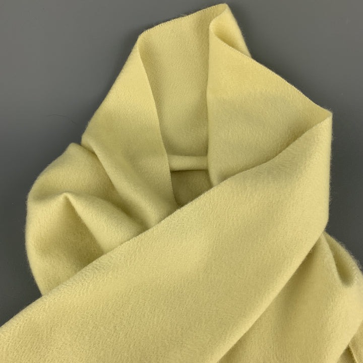 Bufanda VINTAGE con flecos de cachemir amarillo pastel