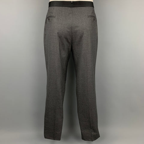 ISAIA Long Size 48 Charcoal & Black Two Toned Wool / Silk Peak Lapel Tuxedo Suit
