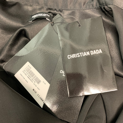 CHRISTIAN DADA Size XS Black Brown Embroidery Polyester Long Sleeve Shirt