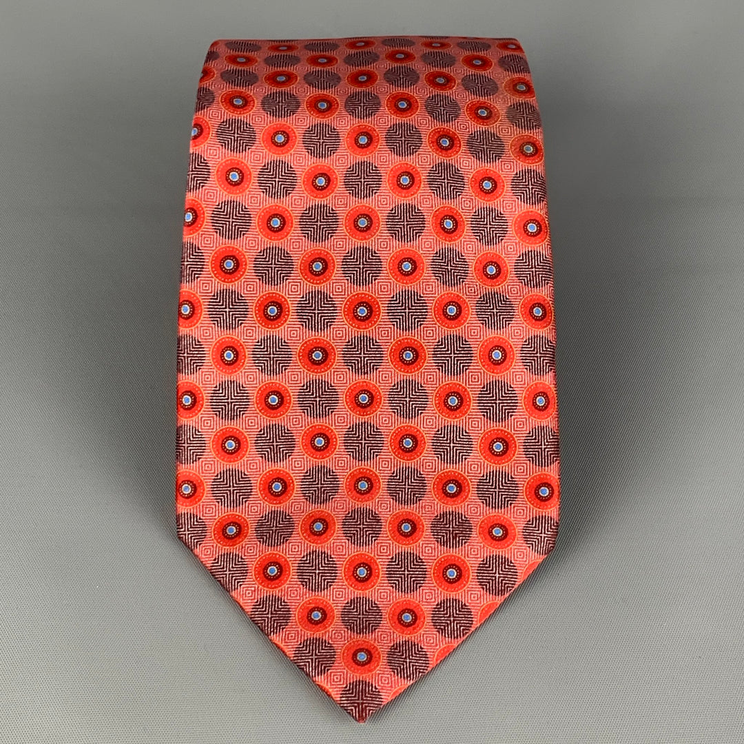 BRIONI Red Black Dot Print Silk Neck Tie