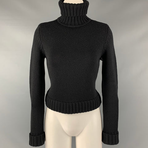 THEORY Size S Black Wool Turtleneck Casual Top