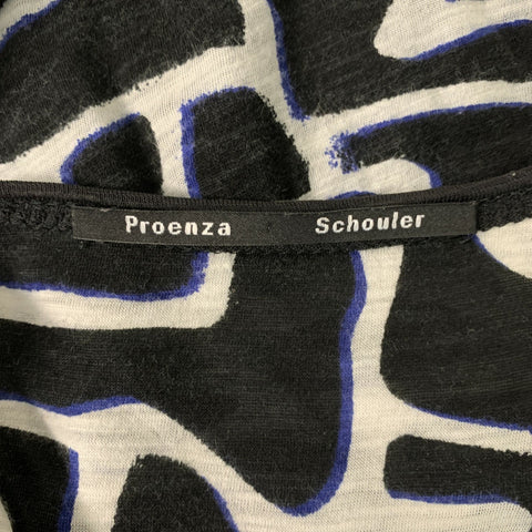 PROENZA SCHOULER Taille XS T-shirt abstrait en coton noir et blanc