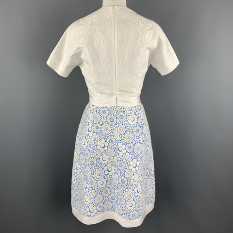 THOM BROWNE Printemps 2013 Taille 2 Robe à fleurs blanche et bleue