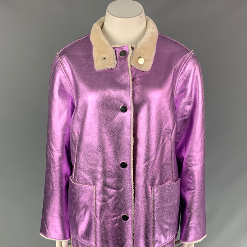 OPENING CEREMONY Size 10 Lavender Metallic Polyester Faux Fur Reversible Jacket
