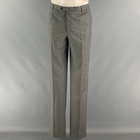 KENT & CURWEN Size 46 Grey Stripe Wool Blend Notch Lapel Suit