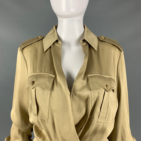 RALPH LAUREN Vestido cruzado sintético de acetato de viscosa dorado talla 8