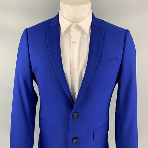 THE KOOPLES Size 36 Royal Blue Wool Notch Lapel Fitted Suit