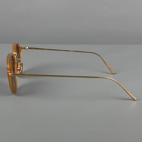 LINDA FARROW Amber Tortoise Acetate Sunglasses